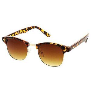 Tortoiseshell Half Frame Club Style Sunglasses 90s Style Preppy Hornrim